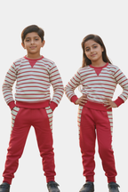 The 'Buddy' Unisex Yan Diet Fleece Kids' Loungewear Set | Striped Sweatshirt