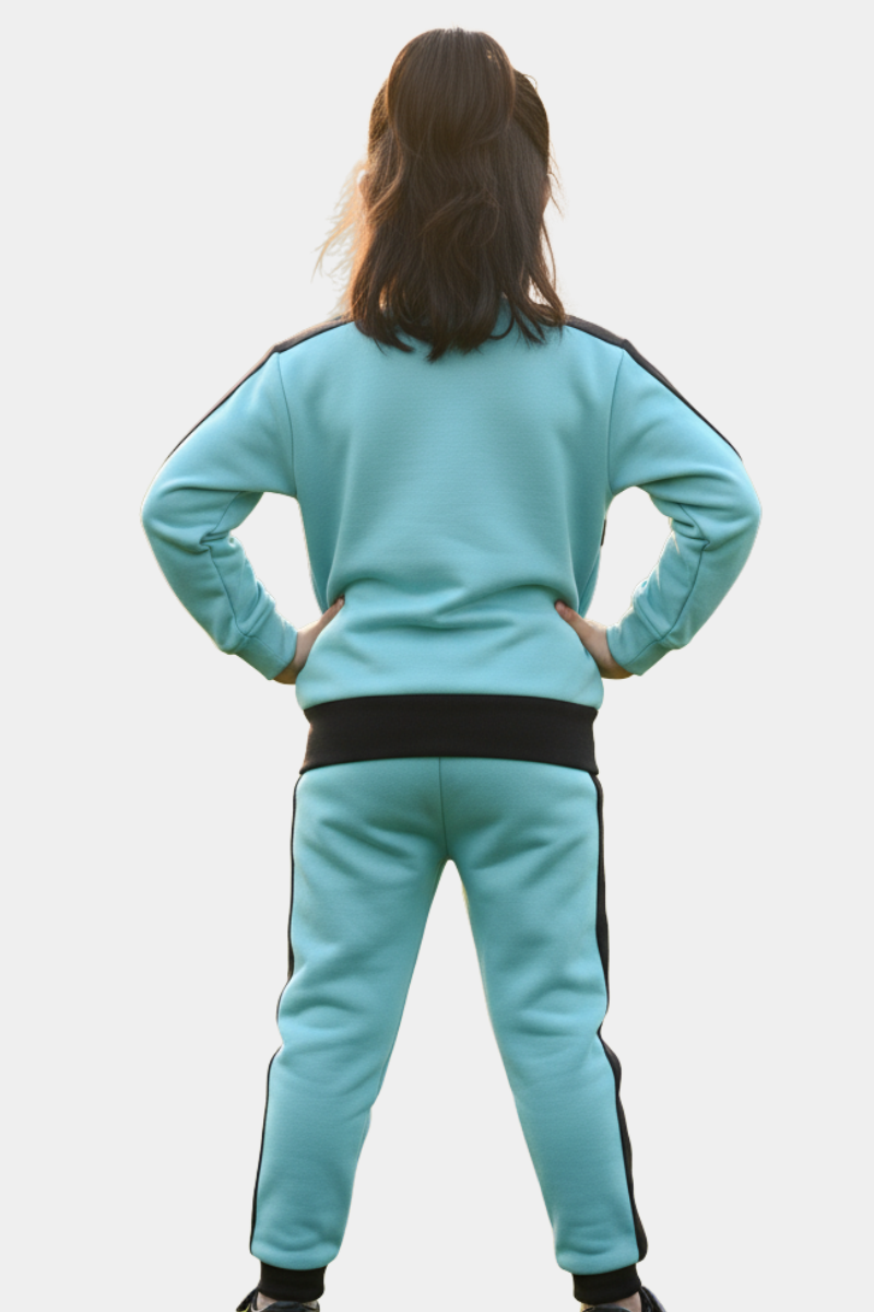 Sporty Disney Princess Aqua & Black Jogger Set for Girls