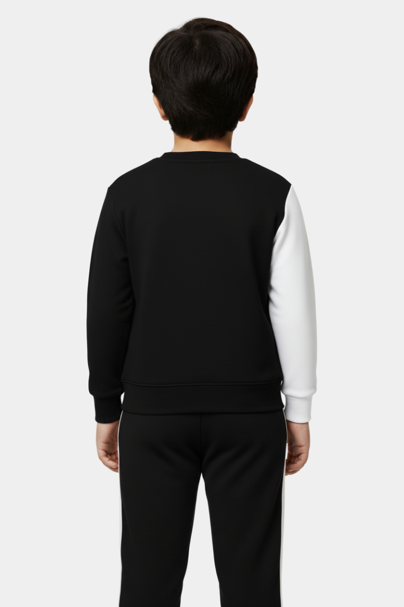 Kids' Monochrome Wave Block Sweatshirt and Track Pants Set