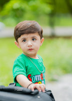 Somebody Stop Me Printed on Green Lycra Suit