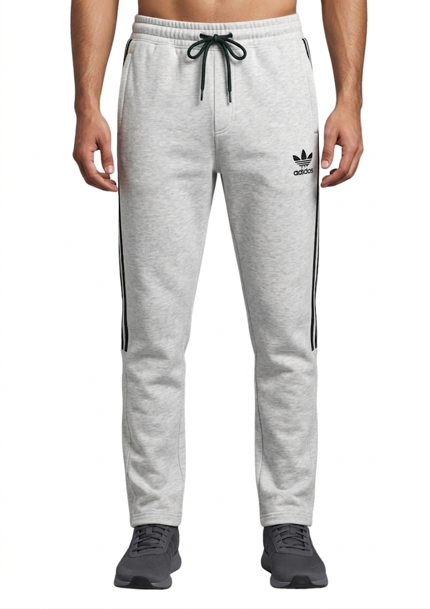 Men’s White Terry Activewear Trousers – Adidas Logo, 240-260 GSM
