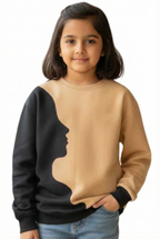 Kids’ Two-Tone Abstract Silhouette Sweatshirt – Beige & Black