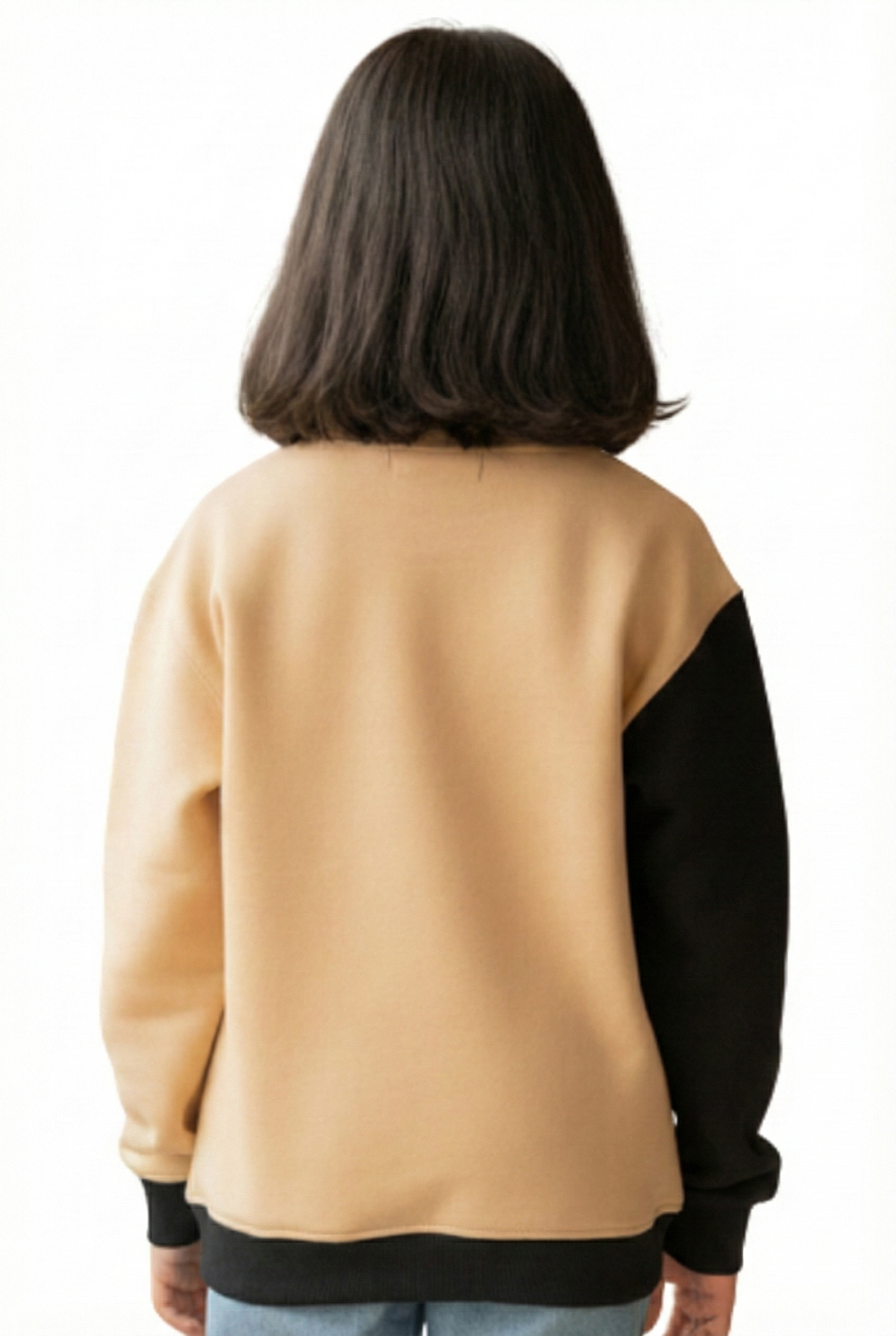 Kids’ Two-Tone Abstract Silhouette Sweatshirt – Beige & Black