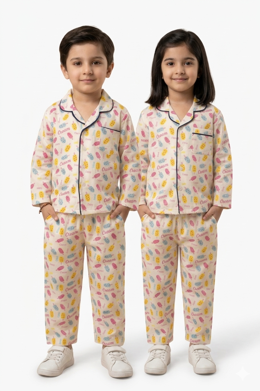 SOFT COTTON JERSEY - DIGITAL PRINTED KIDS NIGHT SUIT