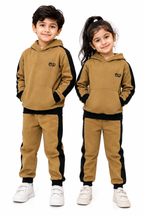 Kids Brown & Black Fleece Tracksuit Set | Stylish & Comfortable Winter Wear