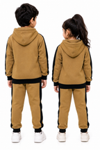 Kids Brown & Black Fleece Tracksuit Set | Stylish & Comfortable Winter Wear
