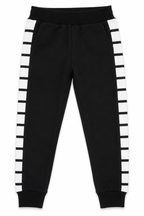 Kids Black & White Striped Fleece Tracksuit Set | Stylish & Comfortable Winter Wear