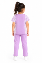 Girls Lavender Cotton Jersey T-Shirt | Soft & Comfortable Printed Sleeve Top