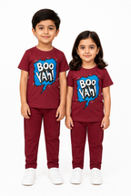 Girls' "BOO YAH!" Graphic T-Shirt & Matching Trouser 2-Piece Set