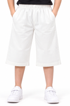 Boys White Cotton Jersey Shorts | Soft Elastic Waist Casual Summer Shorts for Kids