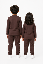 BOYS FULL SLEEVES LYCRA JERSEY 2 PIECE SUITE PRINTED - CHOCOLATY