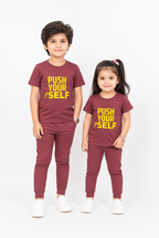BOYS & GIRLS COTTON JERSEY PRINTED PUSH YOUR SELF - UNISEX