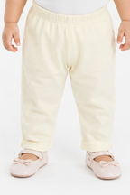 Baby Girls Ivory Cotton Jersey Pajama | Soft & Comfortable Elastic Waist Pants