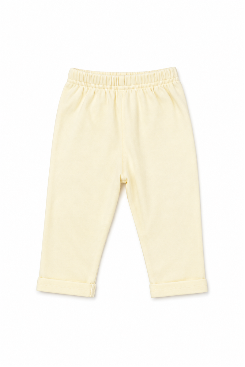 Baby Girls Ivory Cotton Jersey Pajama | Soft & Comfortable Elastic Waist Pants
