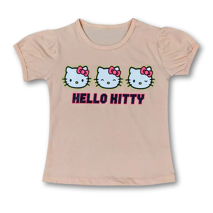 Hello Kitty Printed on Light Pink Tee for Girls