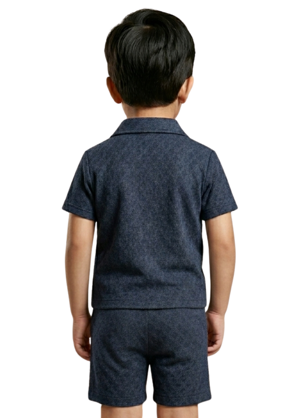 Boys Navy Textured Polo & Shorts Set – Smart Casual Summer Outfit