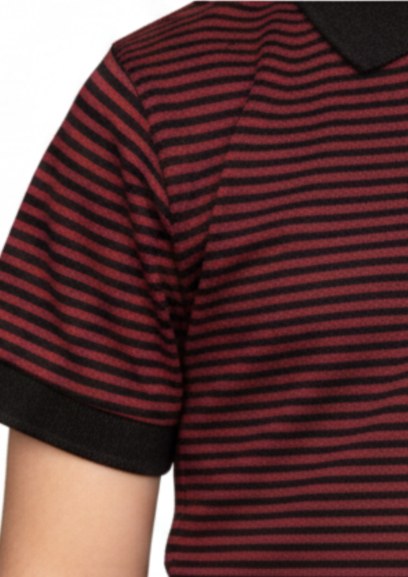 Boys' Classic Maroon & Black Striped Polo Shirt - Premium Cotton Blend