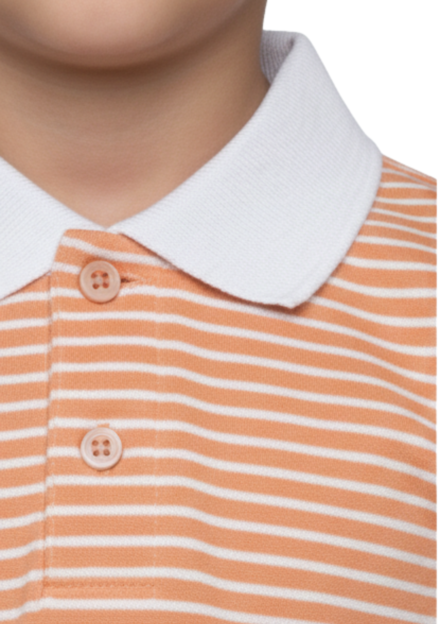 Boys' Classic Peach & White Striped Polo Shirt - Premium Cotton Blend
