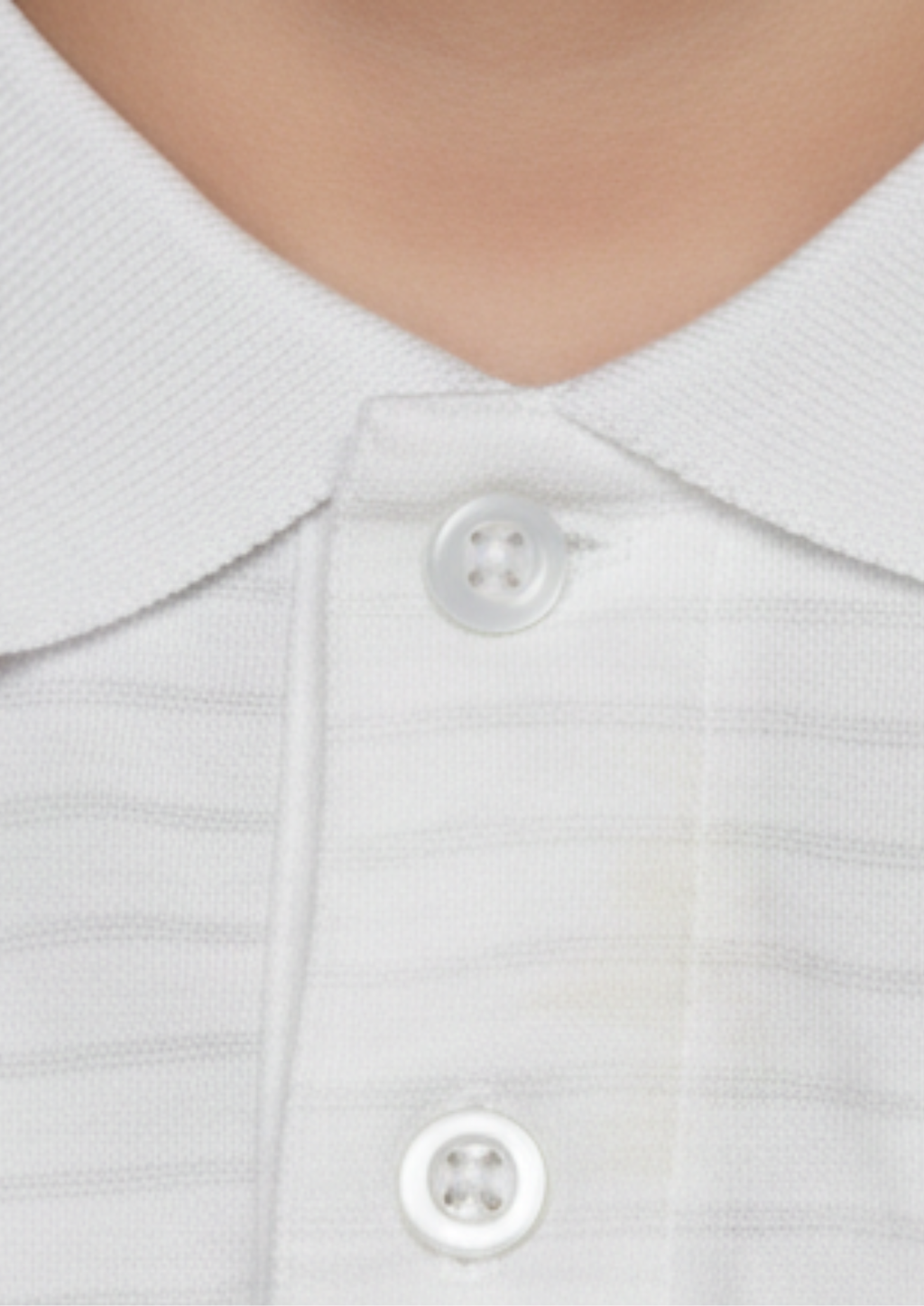 Boys' Crisp White Striped Polo Shirt - Premium Cotton Blend