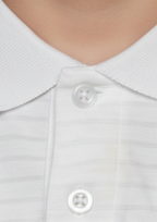 Boys' Crisp White Striped Polo Shirt - Premium Cotton Blend