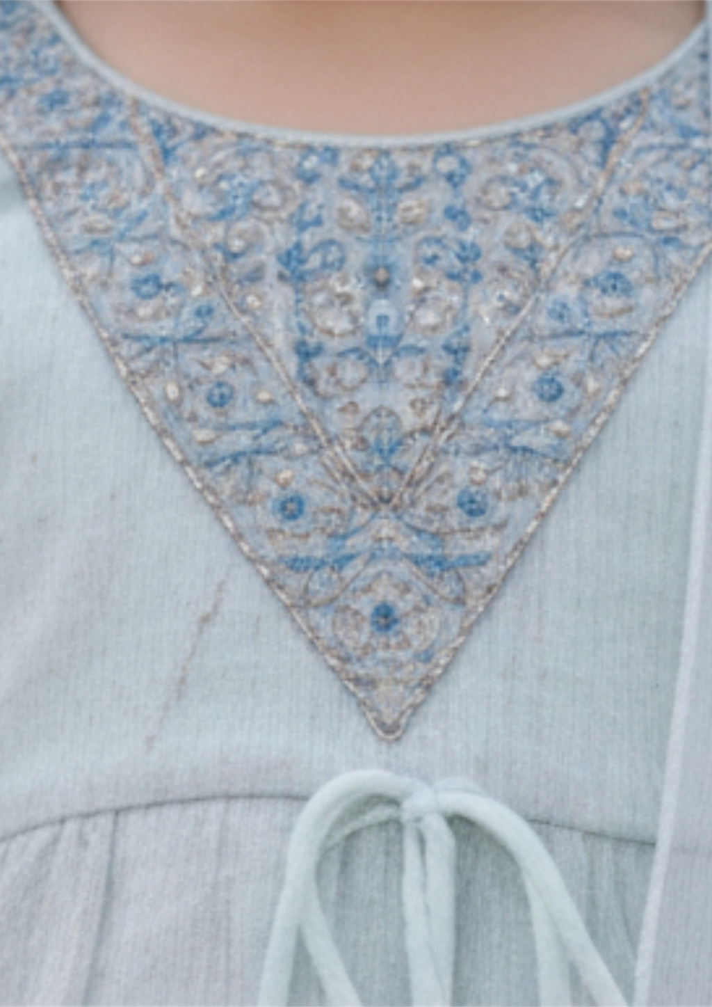 Girls' Mint Blue 3-Piece Embroidered Sharara Set - Kameez, Dupatta & Flared Pants