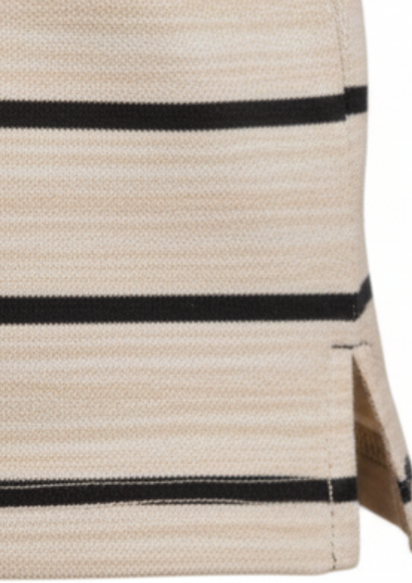 Boys' Classic Beige Striped Polo Shirt with Contrast Black Collar