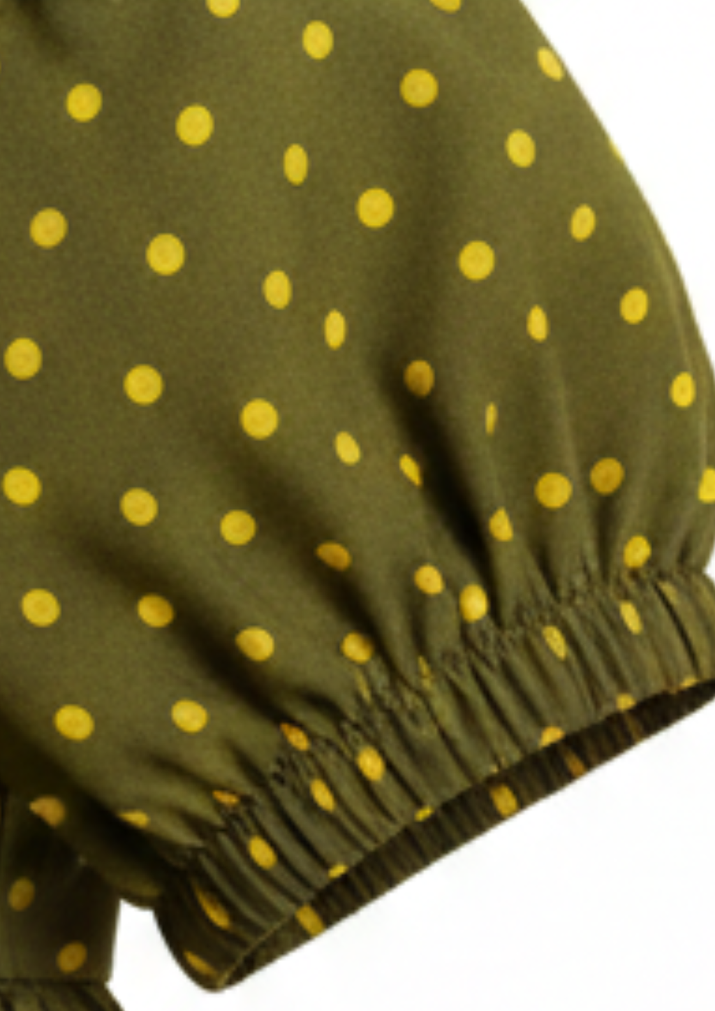 Girls’ Olive Green Polka Dot Shirt with Bow - Single Shirt