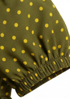 Girls’ Olive Green Polka Dot Shirt with Bow - Single Shirt