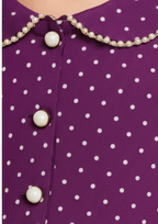 Girls’ Purple Polka Dot Dress Shirt with Pearl Detail – Single Shirt