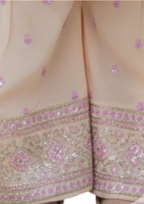 Girls' Elegant Peach 3-Piece Sequined Suit with Organza Details