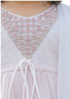 Girls' Floral Embroidered Peplum Kurta with Gharara & Dupatta