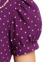 Girls’ Purple Polka Dot Dress Shirt with Pearl Detail – Single Shirt