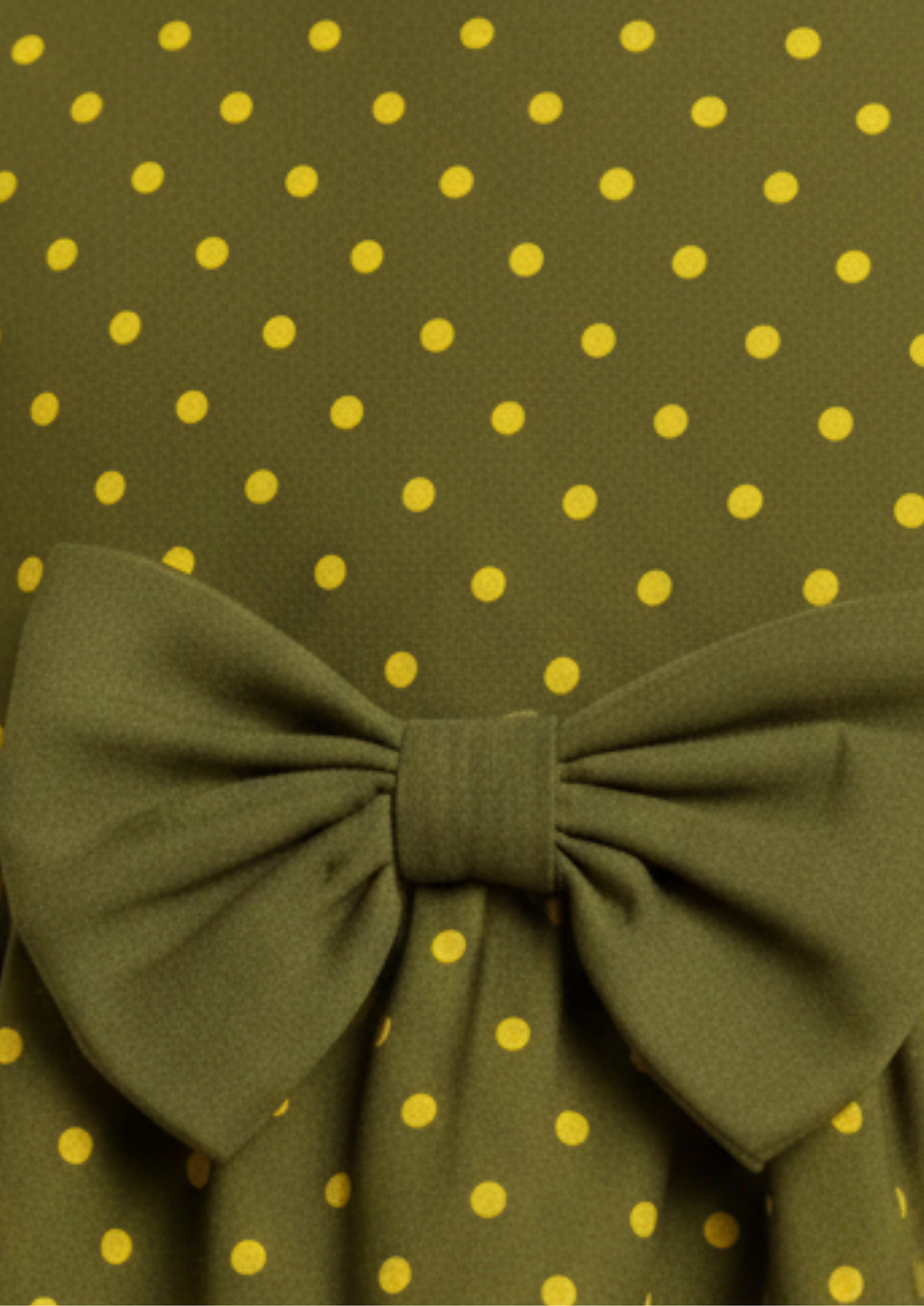 Girls’ Olive Green Polka Dot Shirt with Bow - Single Shirt