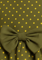 Girls’ Olive Green Polka Dot Shirt with Bow - Single Shirt