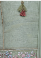 Girls’ 3-Piece Embroidered Mint Green Organza Shalwar Kameez Set with Dupatta