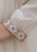 Elegant Off-White Embroidered 3-Piece Sharara Set for Girls – Peplum Kurta with Organza Dupatta