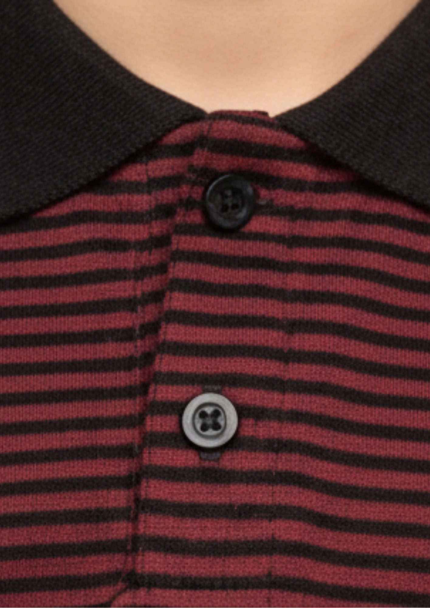 Boys' Classic Maroon & Black Striped Polo Shirt - Premium Cotton Blend