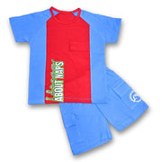 Toddler Boy's Color Block Short Sleeve Top And Shorts 2pc Set With Cargo Style