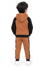 Kids Fleece Zipper Hoodie & Jogger Set – Rust Brown & Black