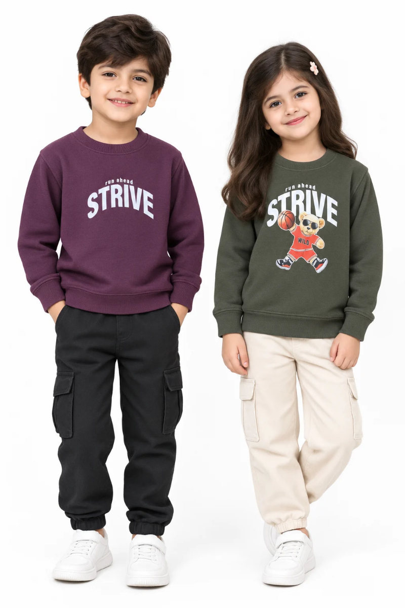 Kids Terry Printed Sweatshirt for Boys & Girls Pack of 2