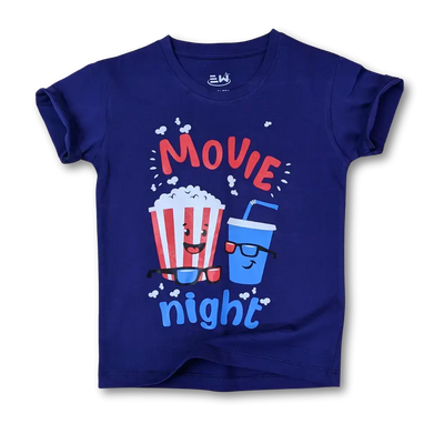 Movie Night Navy Single Jersey Tee