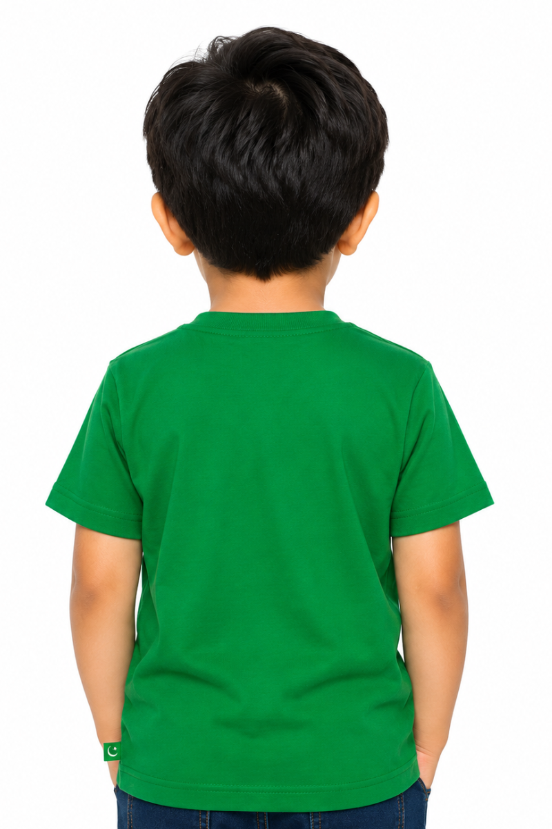 Kids Jashn-e-Azadi T-Shirt | JF-17 Jet & Minar-e-Pakistan Print Cotton Jersey