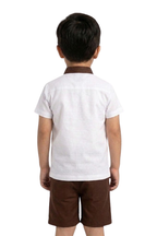 Boys White & Brown Smart Casual Co-Ord Set