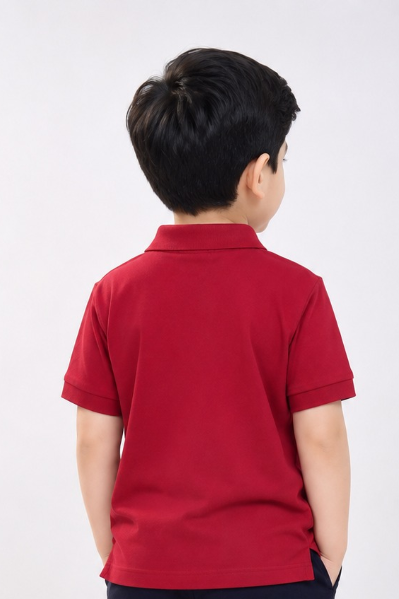 Kids Red Polo Shirt with Embroidery – Casual Summer Wear