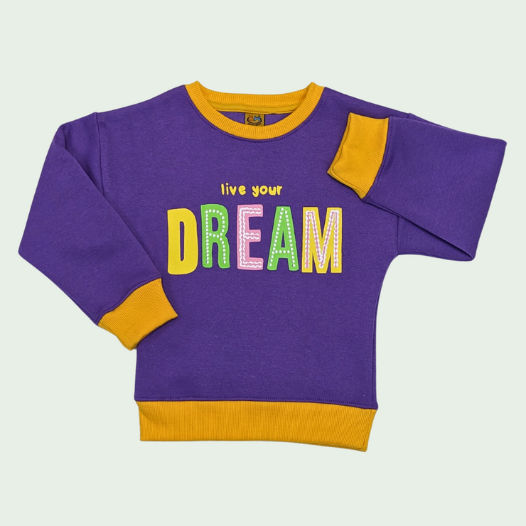 TODDLER GIRLS GRAPHIC PRINTED PURPLE SWEATSHIRT - FLEECE