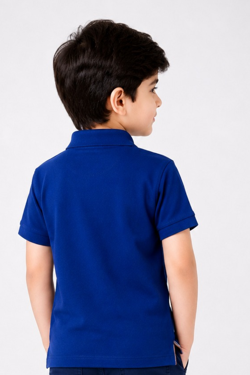 Kids Royal Blue Polo Shirt with Embroidery – Casual Summer Wear