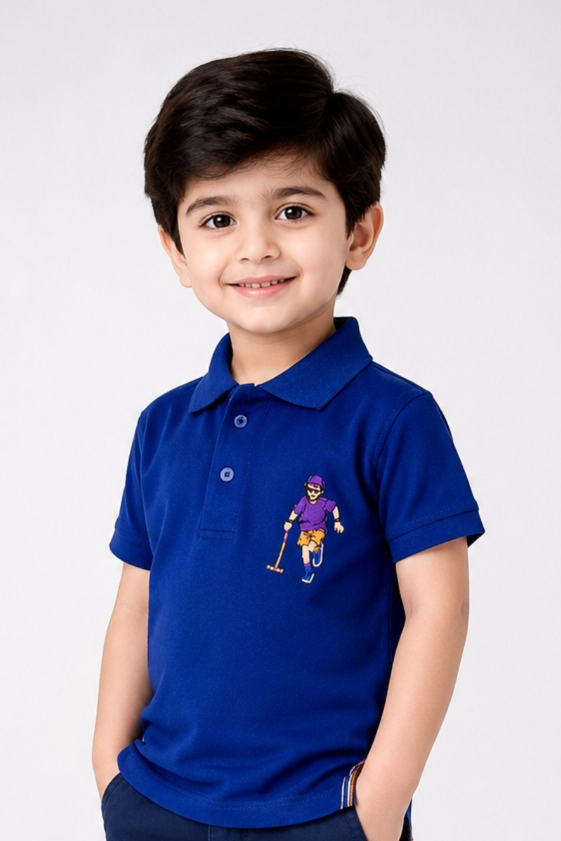 Kids Royal Blue Polo Shirt with Embroidery – Casual Summer Wear