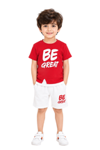 Kids Boys Cotton Jersey "Be Great" Summer Short Set
