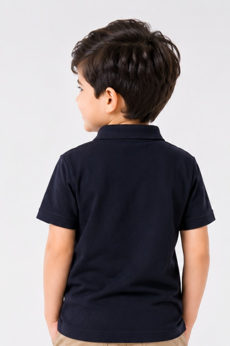 Kids Navy blue Polo Shirt with Embroidery – Casual Summer Wear