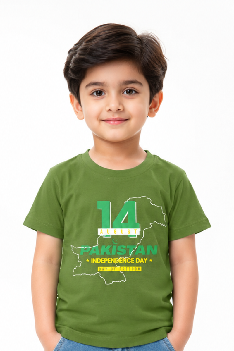 Boys 14 August Pakistan Independence Day Cotton Jersey T-Shirt